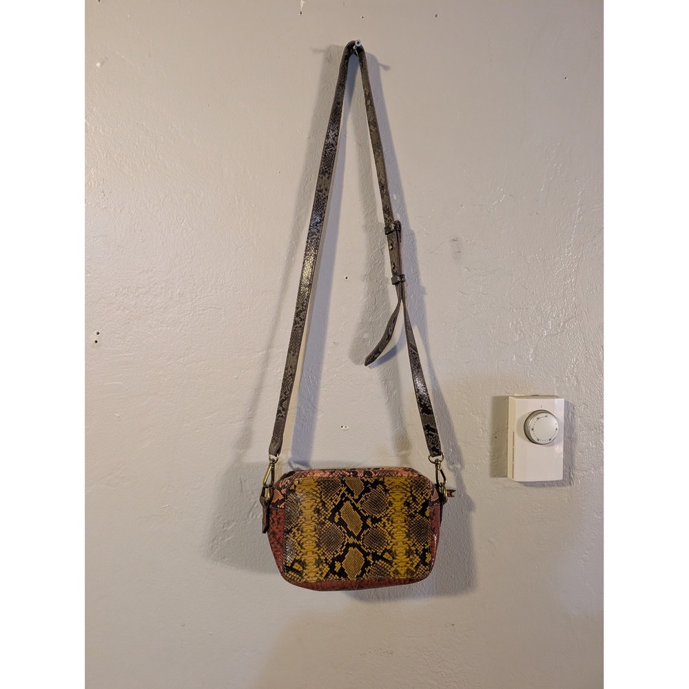 Madewell Transport Camera Bag Colorblock Snake Embossed Leather Crossbody